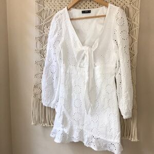 Shein eyelet long sleeve mini dress sz M